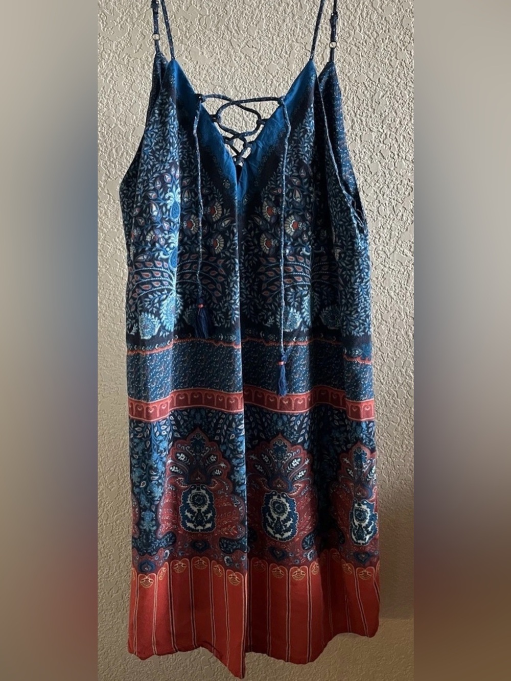 FARM the OG of FARM RIO Teal Floral Boho Strap Short Dress
